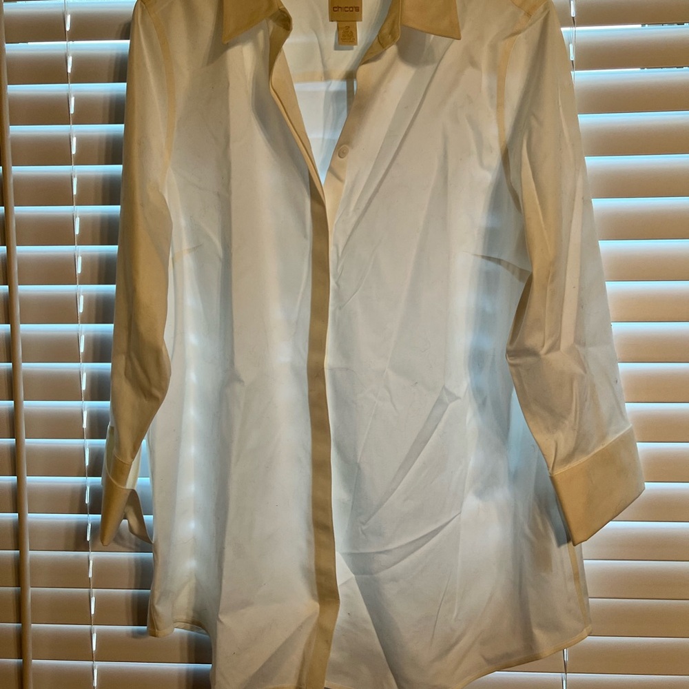 Chico's White Blouse with Classic Collar